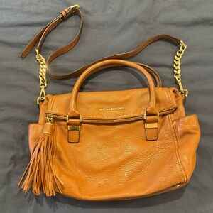 Michael Kors Brown Leather Shoulder Bag with Gold Accents